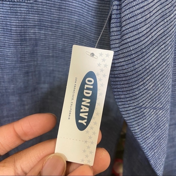 NWT Old Navy Mens Blue Slim Fit Button Up L Work Office Business Casual - Picture 8 of 9